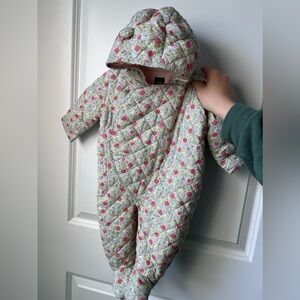 Baby Gap Floral Quilted One Piece Snowsuit Size 3-6mo